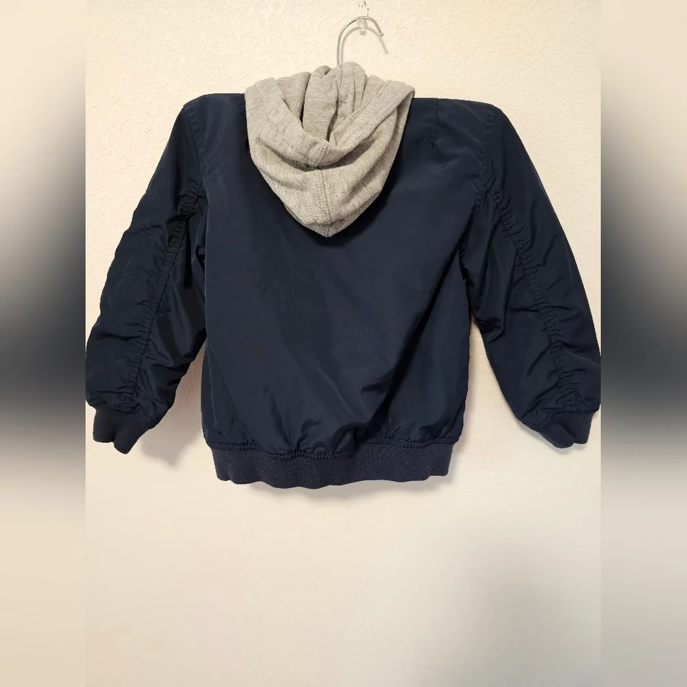 H&M Navy Jacket and Grey Removable Hood Boys Size 2-4 Years